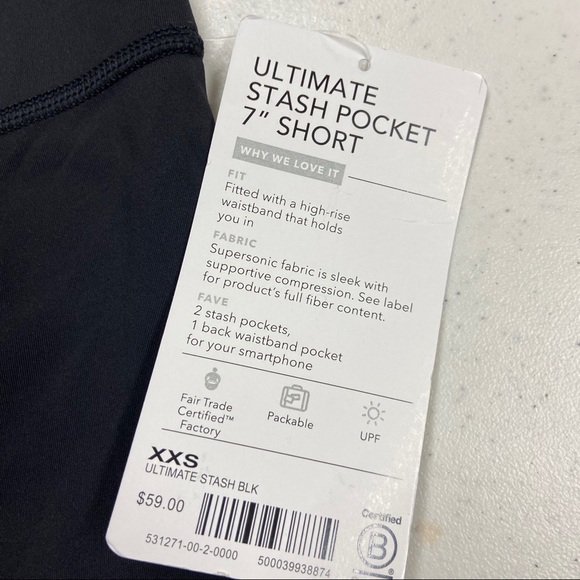 ATHLETA Ultimate Stash Pocket 7" Short Black XXS - Picture 4 of 5